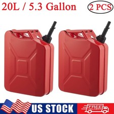 2 Pcs Jerry Can 5 Gallon 20l Metal Steel Tank Military Style Storage Gas Can Us