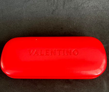 Valentino Cherry Red Eyeglasses Hard Eyeglass Case Leather Clamshell 6" X 1.75"