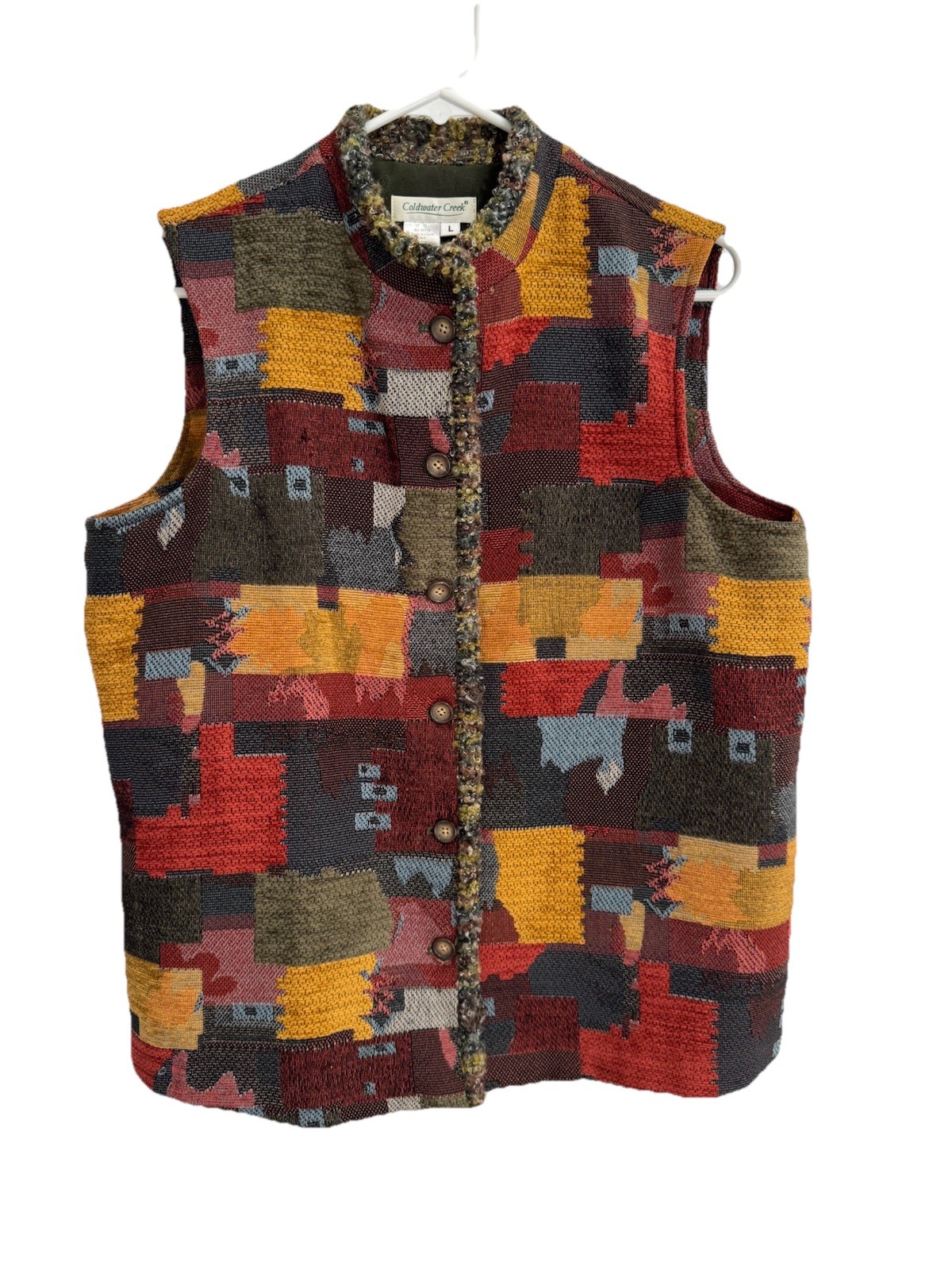 Coldwater Creek Large Patchwork Tapestry Vest Sle… - image 1