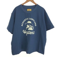 HYSTERIC GLAMOUR His Girl T-Shirt Navy Seersucker Free Size Used