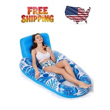 Inflatable Pool Float for Adults with Backrest Cup Holders - 500 lb