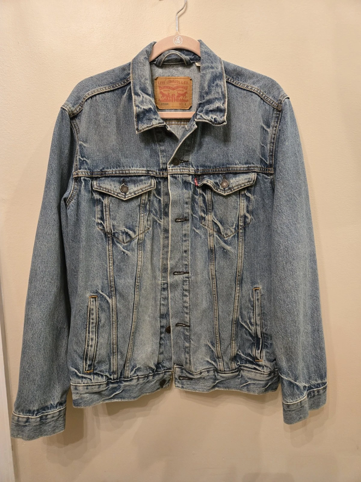 Levi’s Trucker Jean Jacket 72334 Men’s Sz L Blue Denim 100% Cotton Grunge Denim