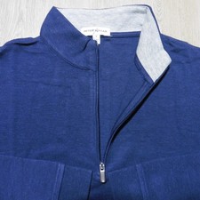 PETER MILLAR Mens S SMALL PULLOVER NAVY BLUE CROWN COMFORT 1/4 ZIP POLO SWEATER