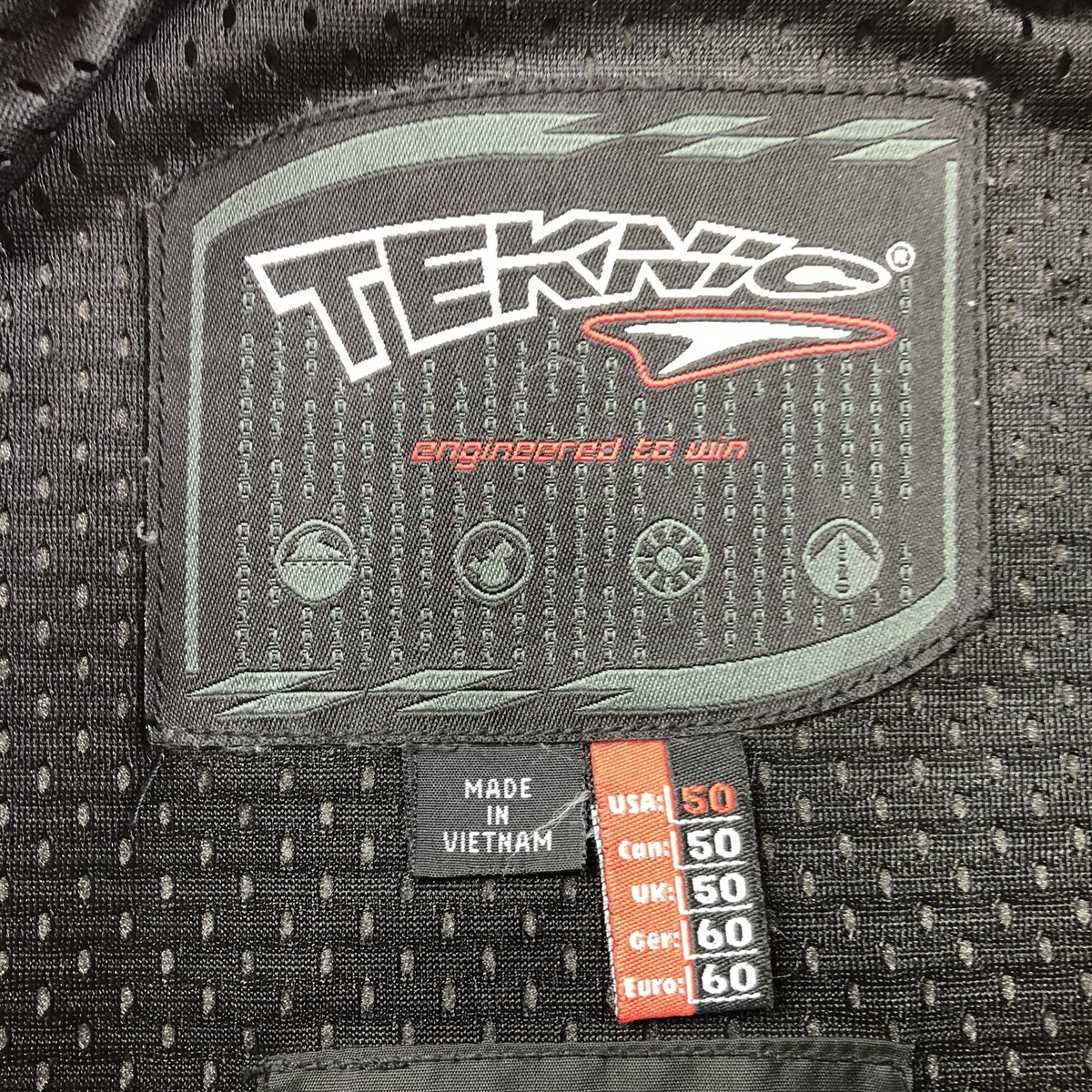 Teknic Jacket Mens 50 Black Red Mesh Motorcycle Riding Full Zip