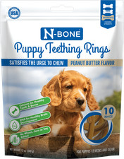 N-Bone Puppy Teething Rings Peanut Butter Flavor, 10 Dried Chew Treats 12 oz