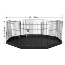 Dog Playpen 8 Panels Foldable Metal Exercise Pen with Bottom Pad 24 in H Pet Pen