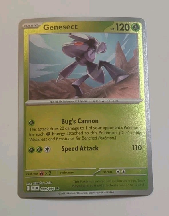 2025 Pokemon Phantasmal Flames - GENESECT Reverse Holo Card #08  NM+