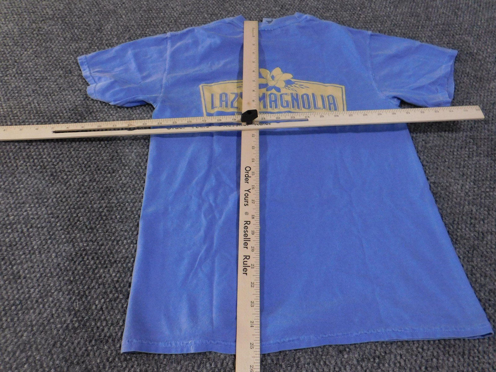 Lazy Magnolia Shirt Mens Small Blue Comfort Colors Brewery Graphic Tee Back Hit