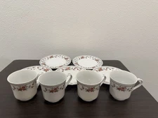 Sheffield Teacup/Saucer Set of 4 Anniversary Porcelain Fine China Made in Japan 