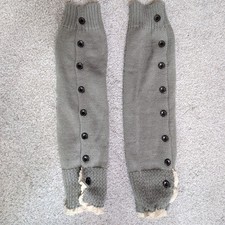 Button Knit Leg Warmers With Lace Trim Cottagecore