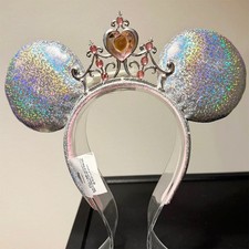Princess Iridescent Ear with Pink Heart Tiara Minnie Disney- Parks Headband US