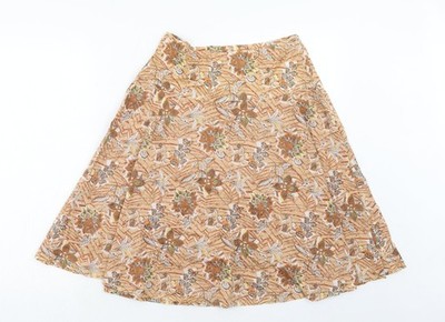 Mexx Damen Orange Geometrisches Muster Baumwolle Swing Rock Größe 8 Reißverschluss