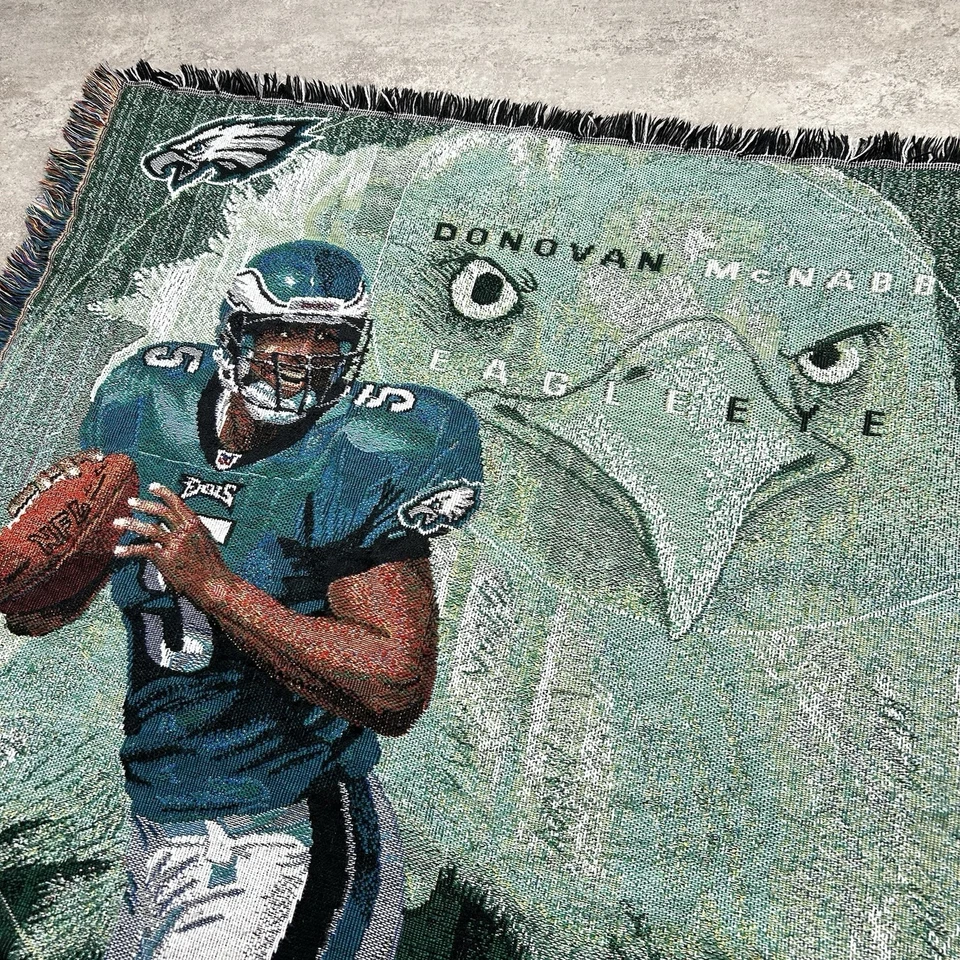 RARO DE COLECCIÓN 90S NFL PHILADELPHIA EAGLES DONOVAN ALFOMBRA ALFOMBRA TAPETE TAMAÑO 59 x 45 pulgadas Foto 2 de 4