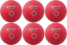 Champion Sports Nylon Wound 2-Ply Red Playground Ball, 10-Inch 6-Pack 