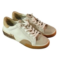 DOLCE VITA Zina Leather Sneakers WHITE/TAN/ROSE GOLD Colorblock Suede Shoes SZ 6