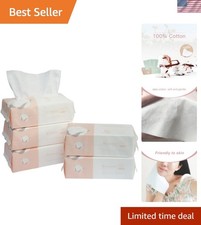 100 Cotton Extra Thick Dry Wipes - Lint-Free Luxury for Sensitive Skin, 5 Pack