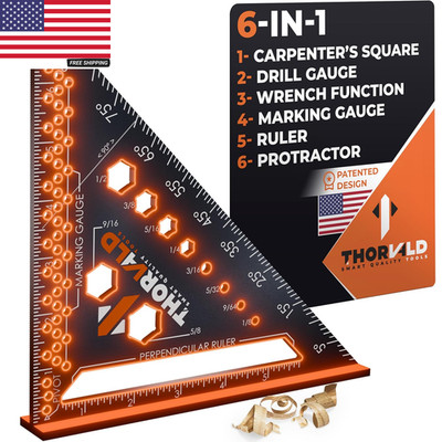 6-In-1 Carpenter Square 7 Inch (1/16'' Precision) - T Square Multi-Purpose Carpen