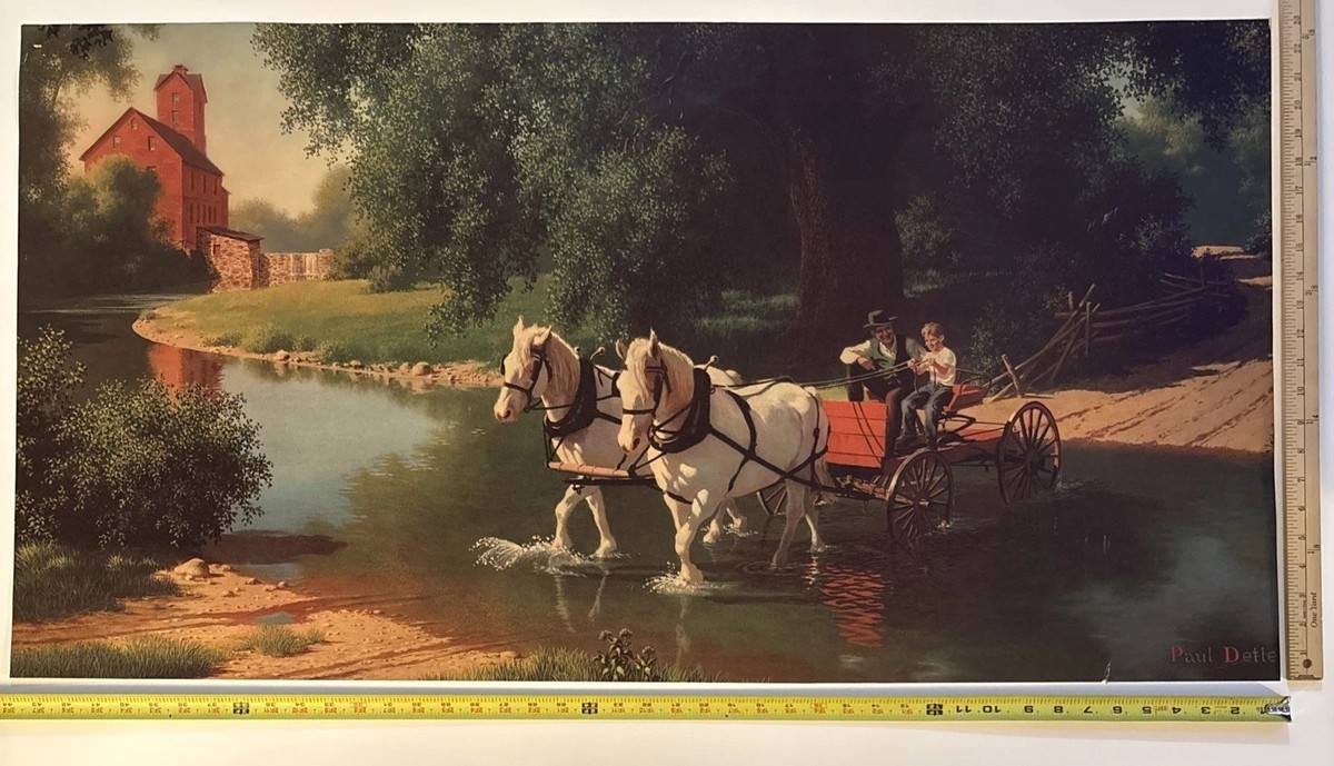 Paul Detlefsen The Big Moment Large Art Print 44x23” Horse River