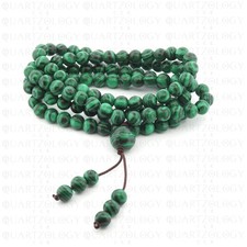 Malachite 108 Mala Prayer Beads Tibetan Necklace Handmade Healing Buddhism UK