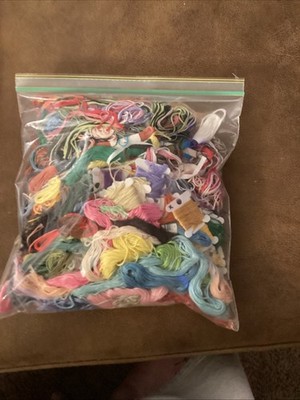 Big Bag of Cross Stitch Thread. Assorted Colors. Most Come From Kits. Lot AA