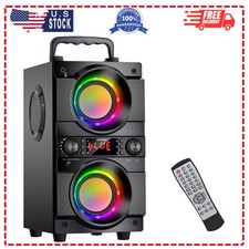 60W Portable Bluetooth Speaker Double Subwoofer Wireless LED Party Speaker