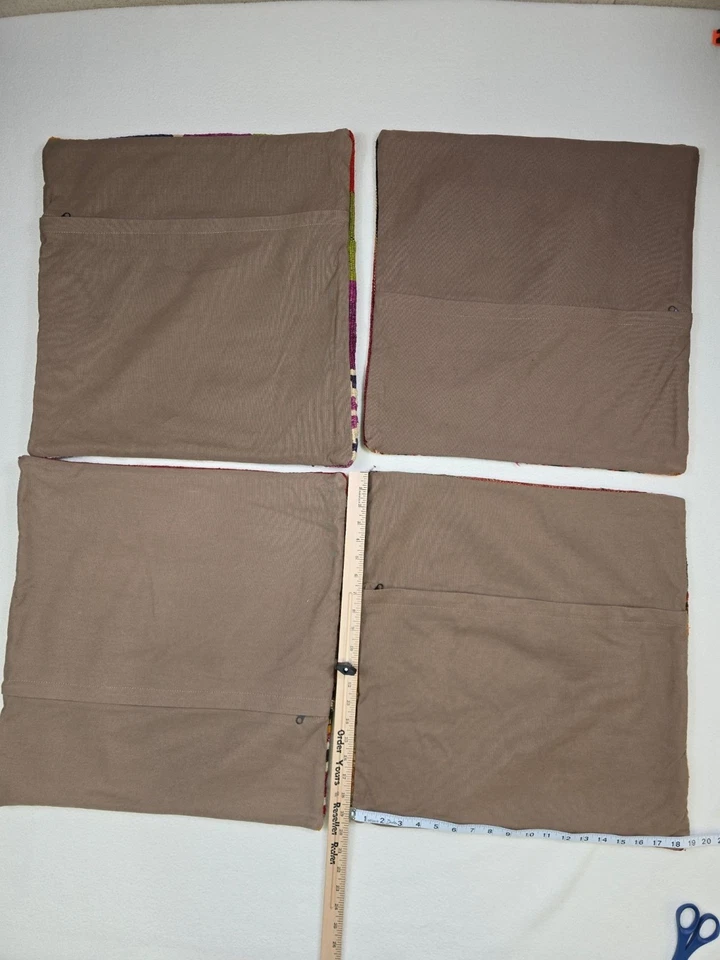 4 Fundas de Almohada Kilim 19"x19" Étnicas Boho Lana Yute Marroquí Indio Geométrico Foto 3 de 3