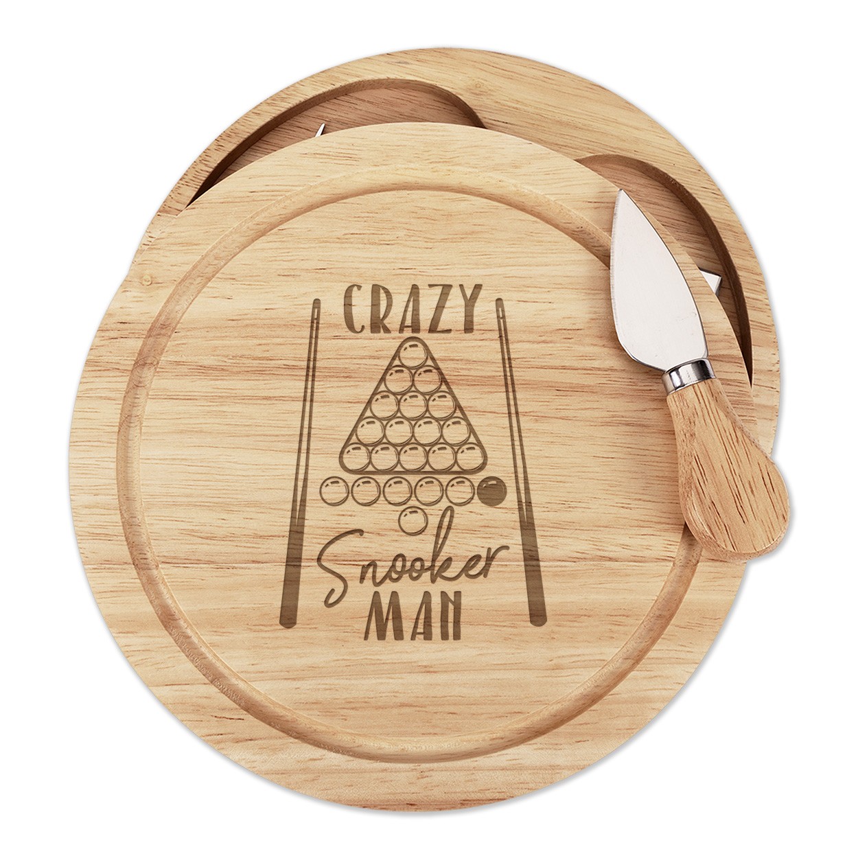 Crazy Snooker Man Cheese Board Knife Set Funny Sport