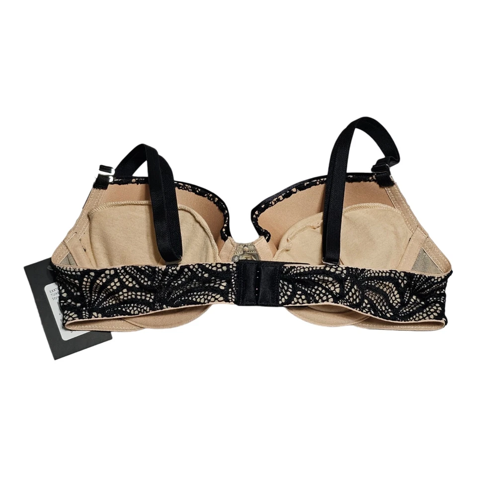 Fredericks of Hollywood Push Up Bra 34A Black Nude Exxtreme Cleavage Tuxedo Lace - Image 4 of 4