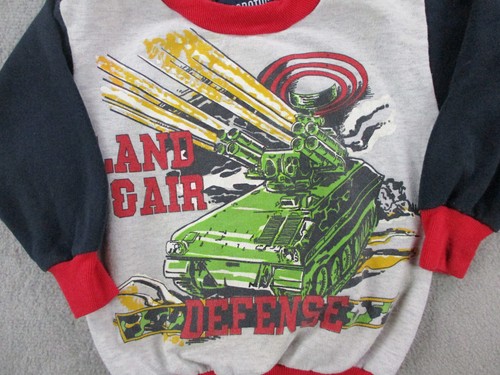 VINTAGE Apparatus Sweater Boys 4 Red Black Tank MIlitary Made in USA Army Knit - Picture 3 of 13