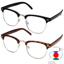 Multifocal Reading glasses NO Line Progressive Clear Lens half rimless bifocal