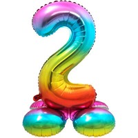 Folienballon Mit Basis 81Cm Bunt Zahl 2 Zum Hinstellen Geburtstag Party Deko