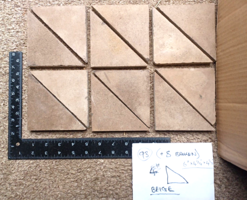Antique Victorian Beige/Taupe 6''x4.25''x4.25'' (90) Triangular Minton Tiles - Picture 3 of 9