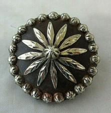 Scarf Slide Hansen Western Gear Sierra Flower Concho Wild Rag Iron Silver 1 1/2"