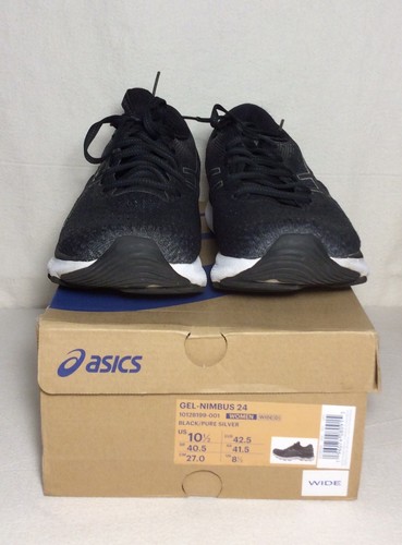Women's Black/Silver ASICS® GEL-NIMBUS 24 Size 10-1/2 WIDE SHOES Running - Picture 9 of 12