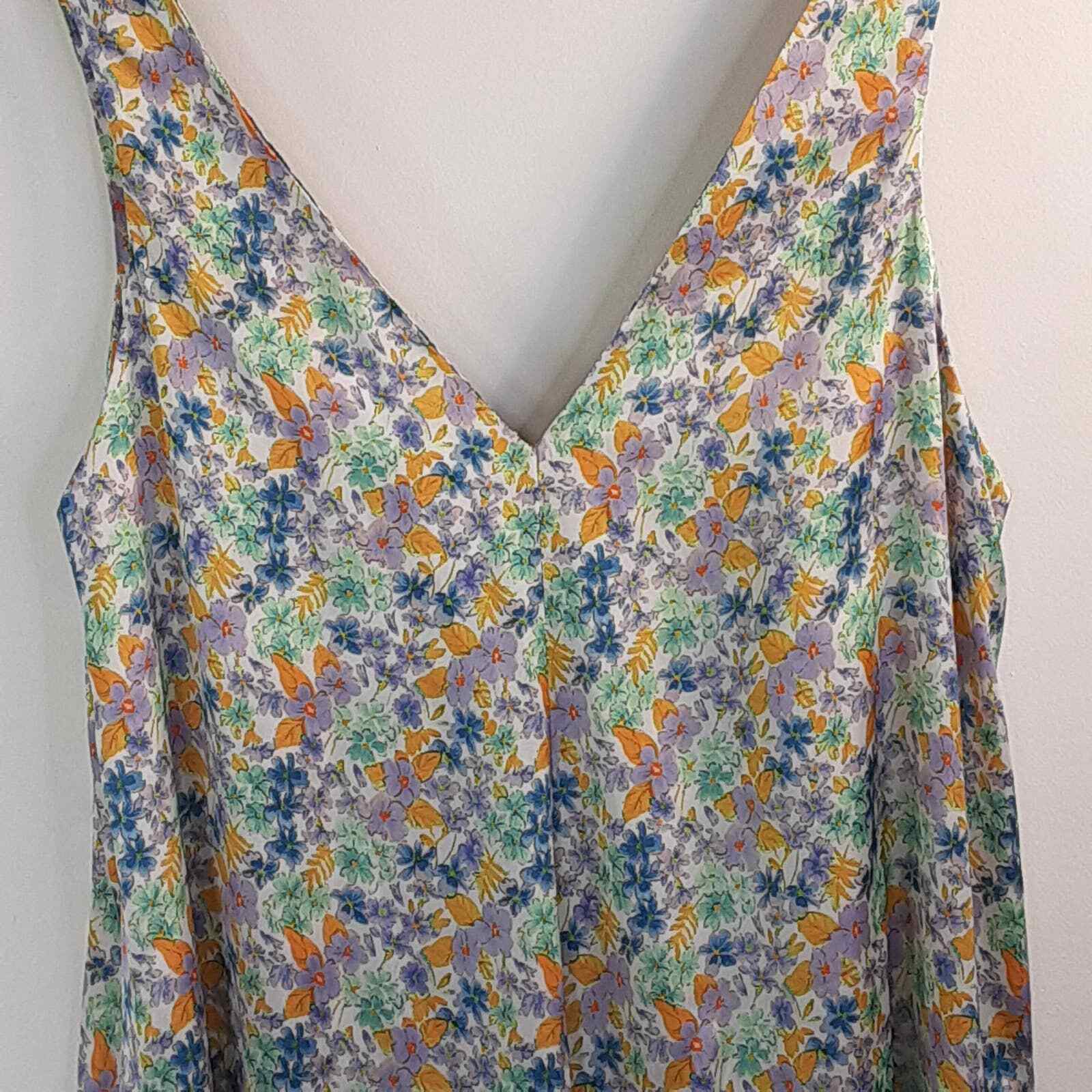 ZARA WOMAN SATIN V-NECK STRAPPY PRINTED DRESS MULTICOLOURED 8342/320 NEW SS20