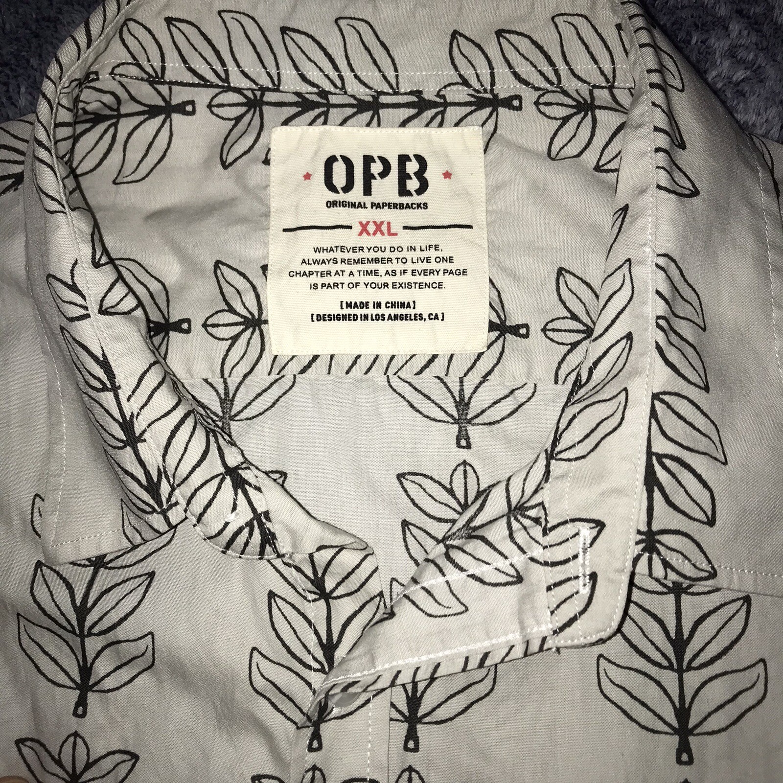 OPB Original Paperbacks Leaf Print Button Up Shir… - image 3