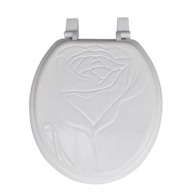 ENGRAVED FLOWER WOOD TOILET SEAT, STANDARD ROUND, WHITE eBay