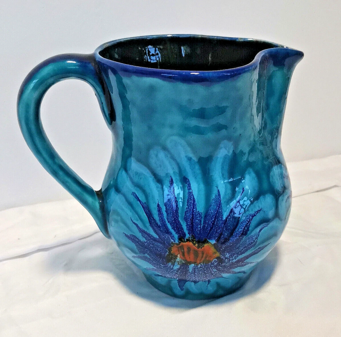 Grand vase en céramique cloisonnée Art Déco français Longwy à fleurs