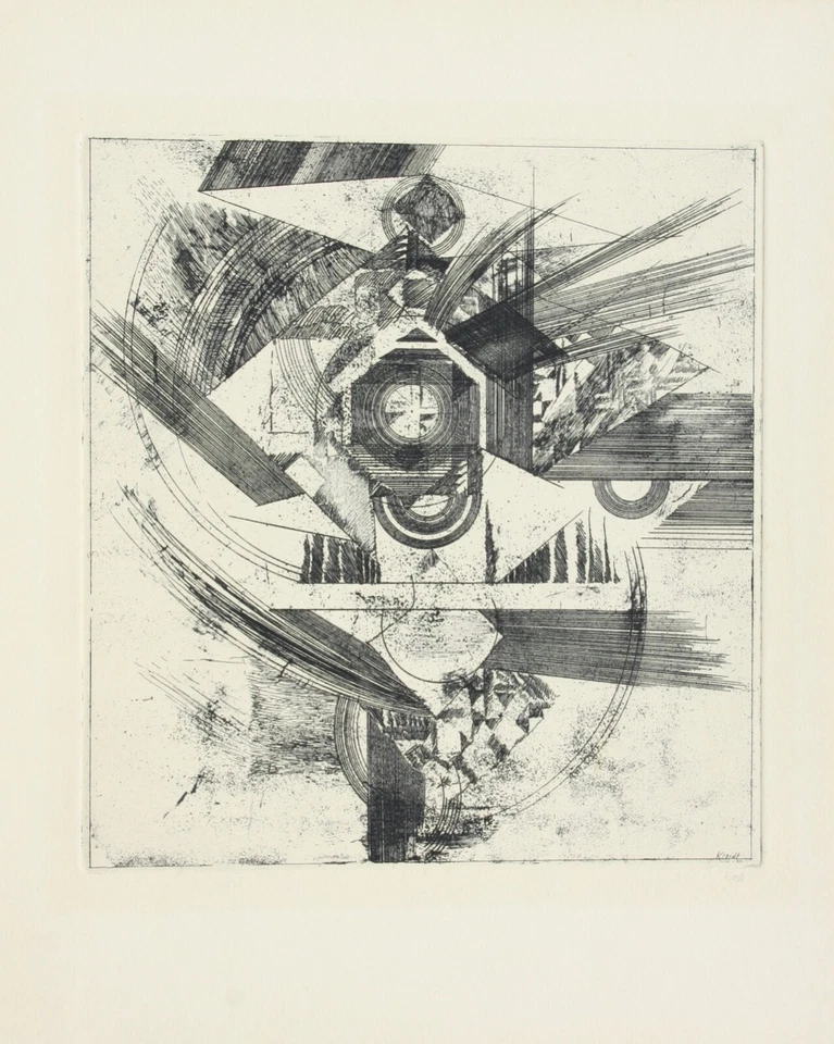 Fritz Kreidt (1936-2020), signierte Radierung, abstrakte Komposition, um 1960 - Bild 3 von 4