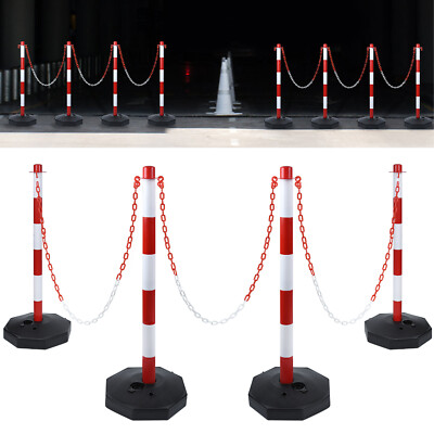 4 Sperrpfosten 68cm Rot | Reflektierend Kunststoff | Mit Standfuß & Befestigung