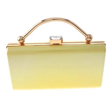 Gold Tone Metal Hardware Handle Glitter Fabric Clutch Evening Bag HSY109-YEL