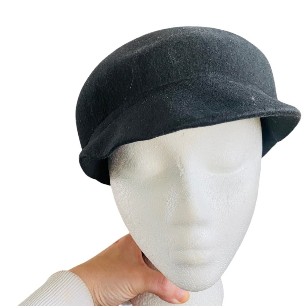 Irish Flapper Cap 100 Wool Six Point Paper Boy Hat Charcoal Gray EUC