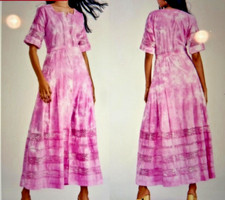 NWT LOVE SHACK FANCY MAXI PINK DRESS,BUTTON DOWN/LACE,SHORT SLEEVES,SZ:S