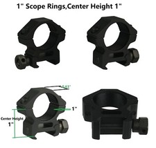1 Pair 1" Low Profile Scope Rings, Single Row Screw and 1" Center Height