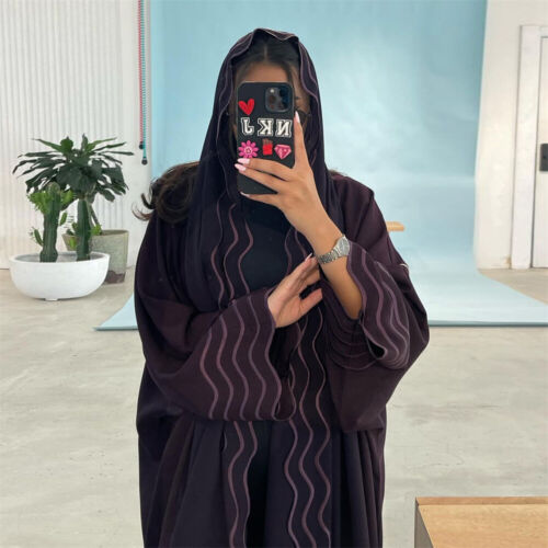 Dubai Women Muslim Open Cardigan Kimono Abaya Robe Long Robes w/ Scarf Dresses - Foto 9 di 42