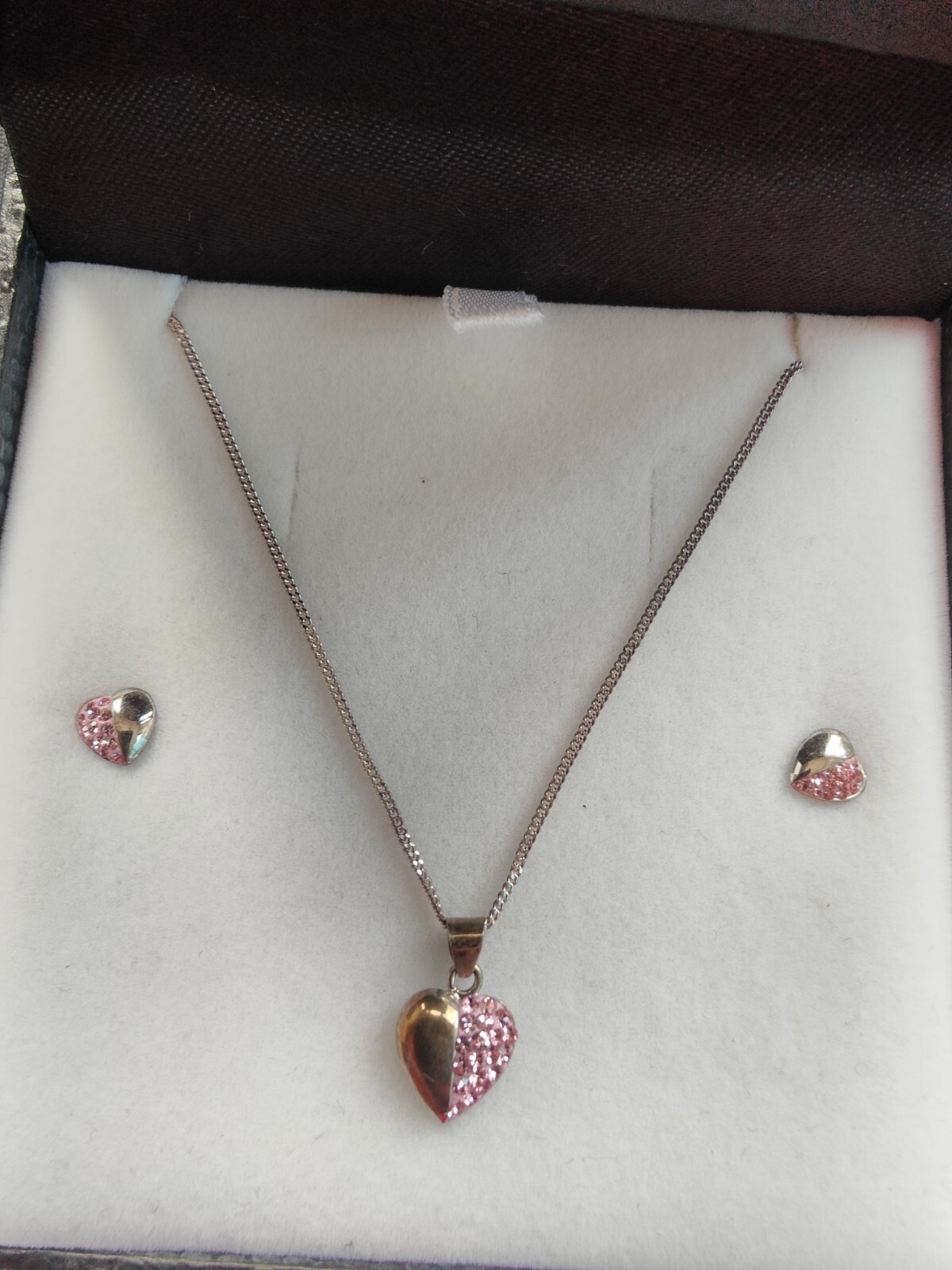 LADIES WARREN JAMES LOVE HEART EARRINGS AND NECKLACE SET WITH BOX eBay