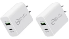 2X 20W PD + QC3.0 USB C USB A Charger Fast Charging Wall Power Charge Adapter