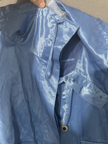 Ruby Rd Jacket Women's 10 Blue Metallic Cowl Neck Rain Coat Rain Jacket - Picture 4 of 7