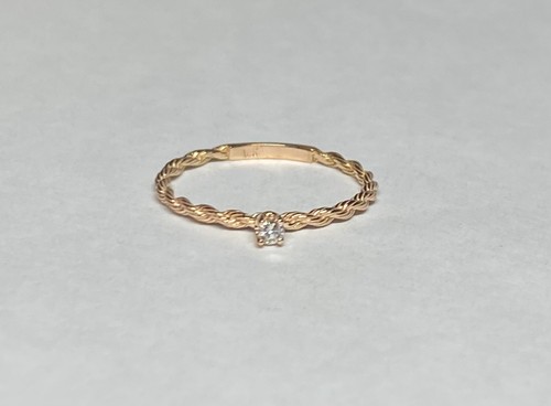 14K Gold (Yellow-White-Rose) .06 Carat Genuine Diamond Rope Design Solitaire - Picture 4 of 15
