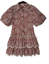 L'ATISTE BY AMY Dress Women Medium Mauve Ruffle Mini Boho Bohemian Coquette
